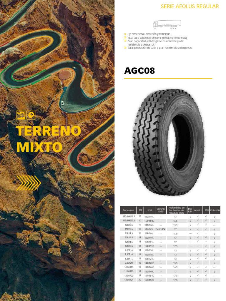 Llanta Aeolus 7.50R16 14PR Agc08 TT Toda Posicion - On Off | PDF