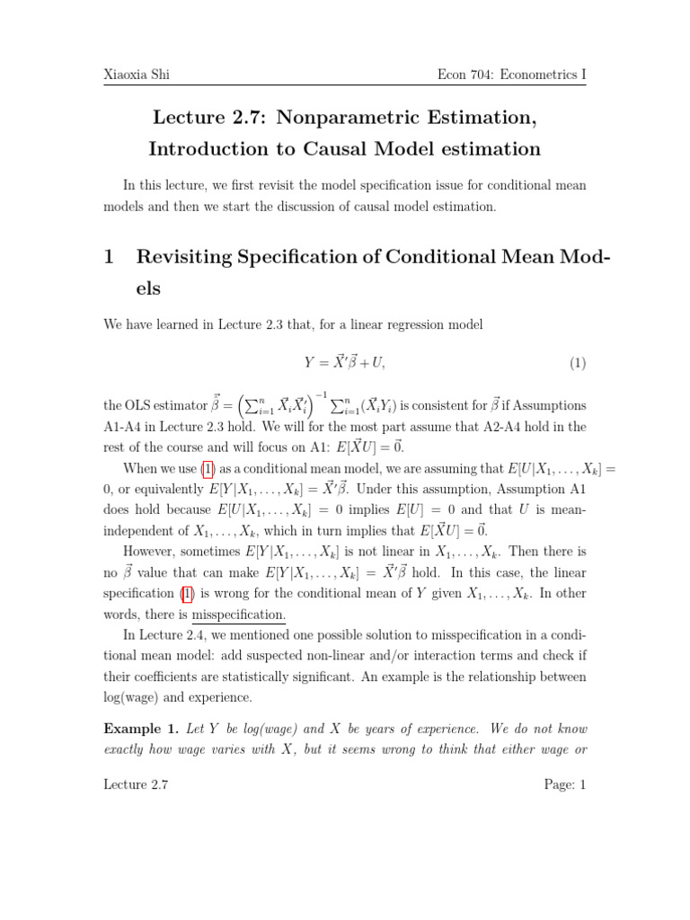 Nonparametric Estimation in Econometrics | PDF | Regression Analysis ...