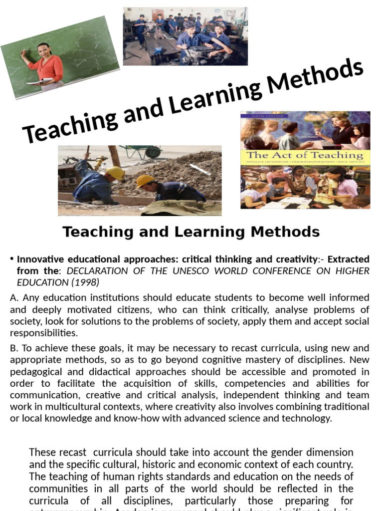 Innovative Teaching and Learning Methods | PDF | Learning | Teachers