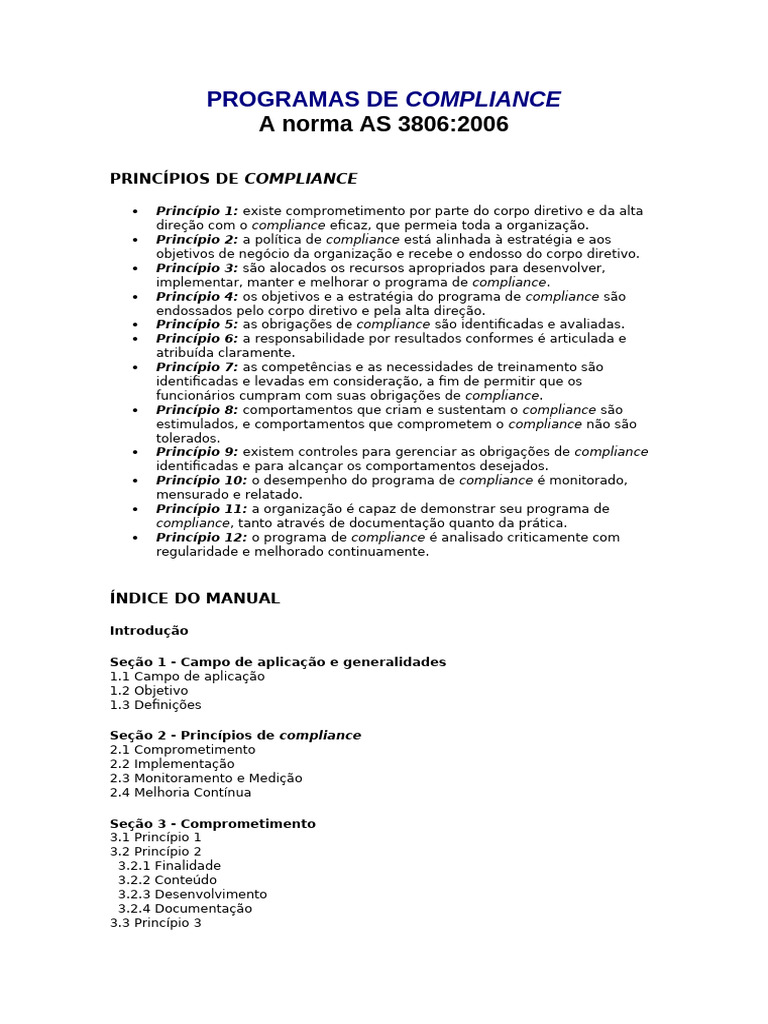 Princípios de Compliance AS 3806:2006 | PDF | Business