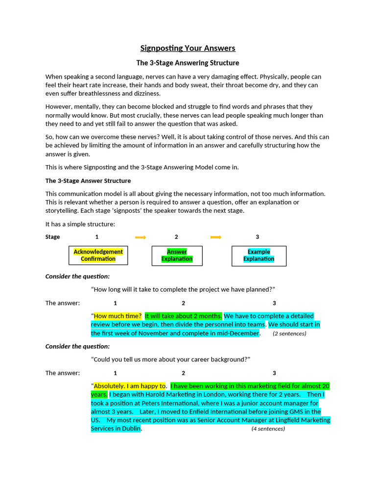 3-Stage Answering Structure Guide | PDF | Question | Linguistics