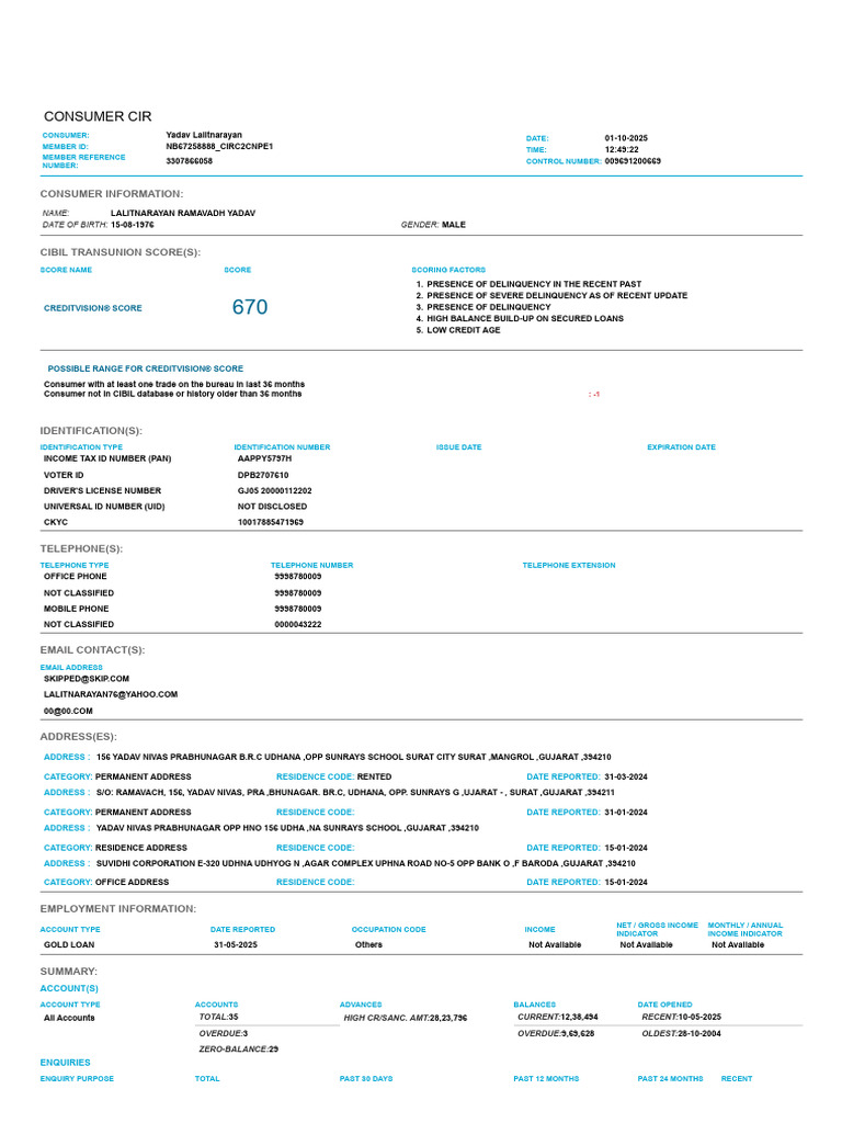 Consumer Credit Report Summary | PDF | Finance & Money Management | Credit
