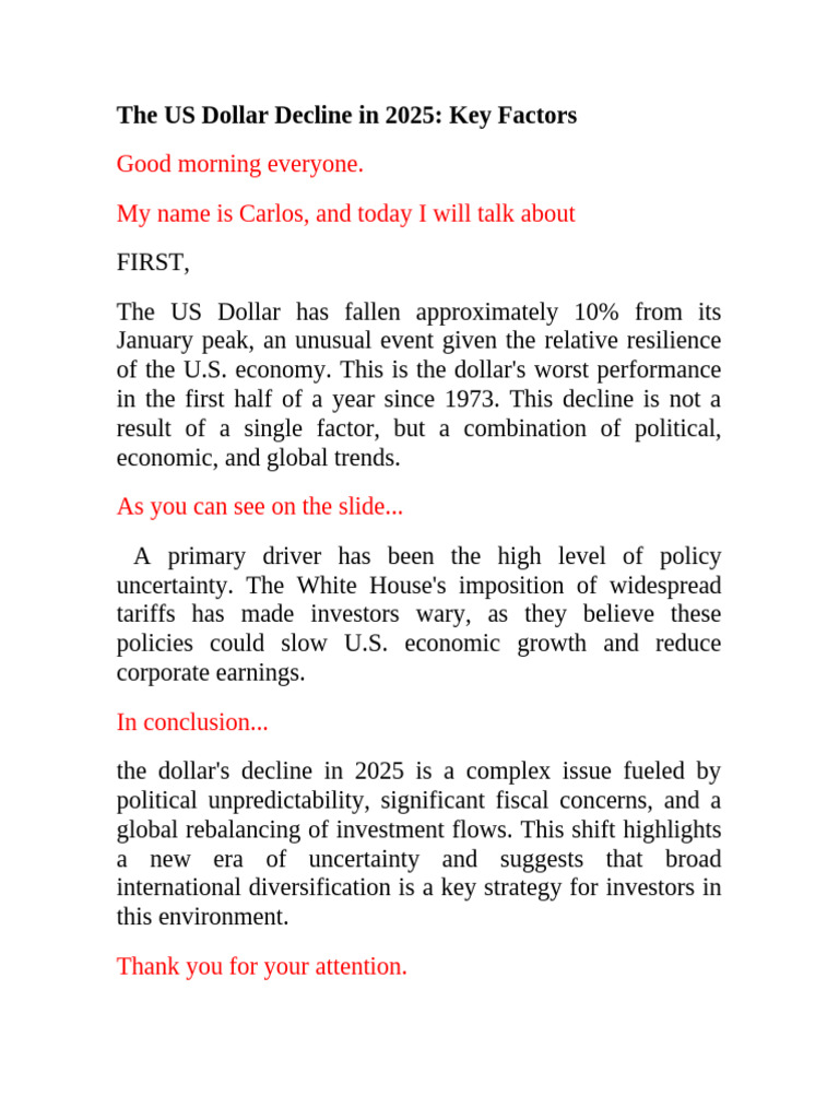 US Dollar Decline Factors in 2025 | PDF