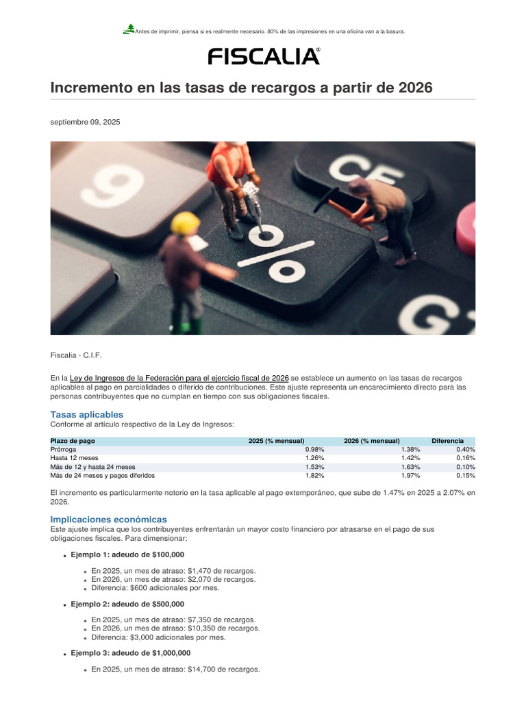 Aumento de recargos fiscales 2026 | PDF | Economias