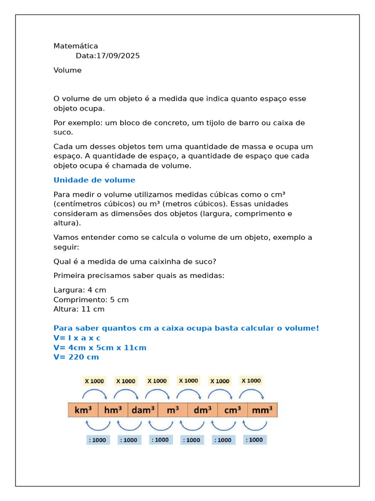 Cálculo de Volume na Matemática | PDF