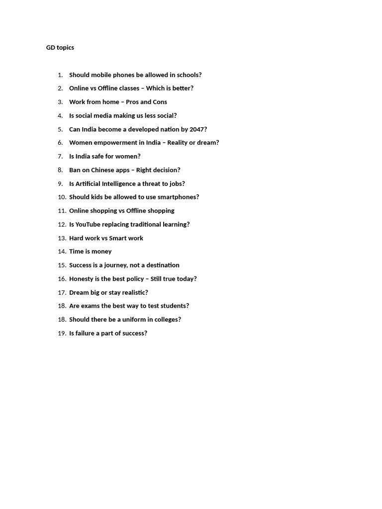 Engaging Debate Topics for Discussion | PDF