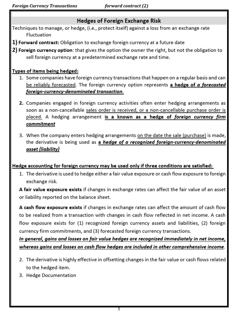 Hedging Foreign Currency Risks Explained | PDF | Hedge (Finance ...