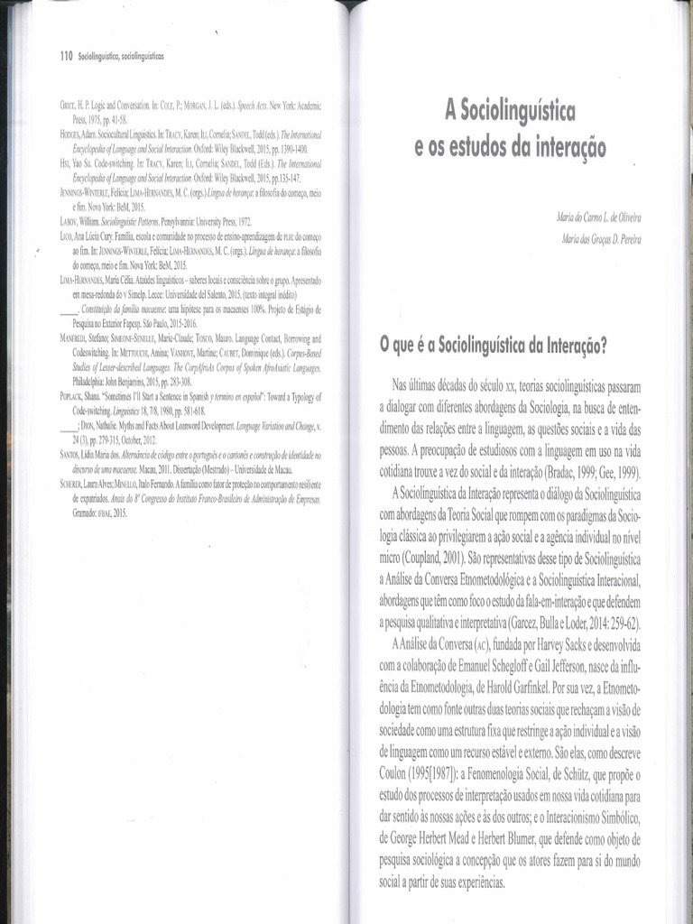 A Sociolinguistica e Os Estudos Da Interacao | PDF
