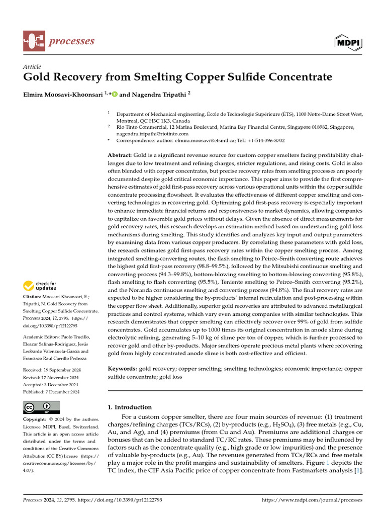 Processes 12 02795 v2 | PDF | Smelting | Copper