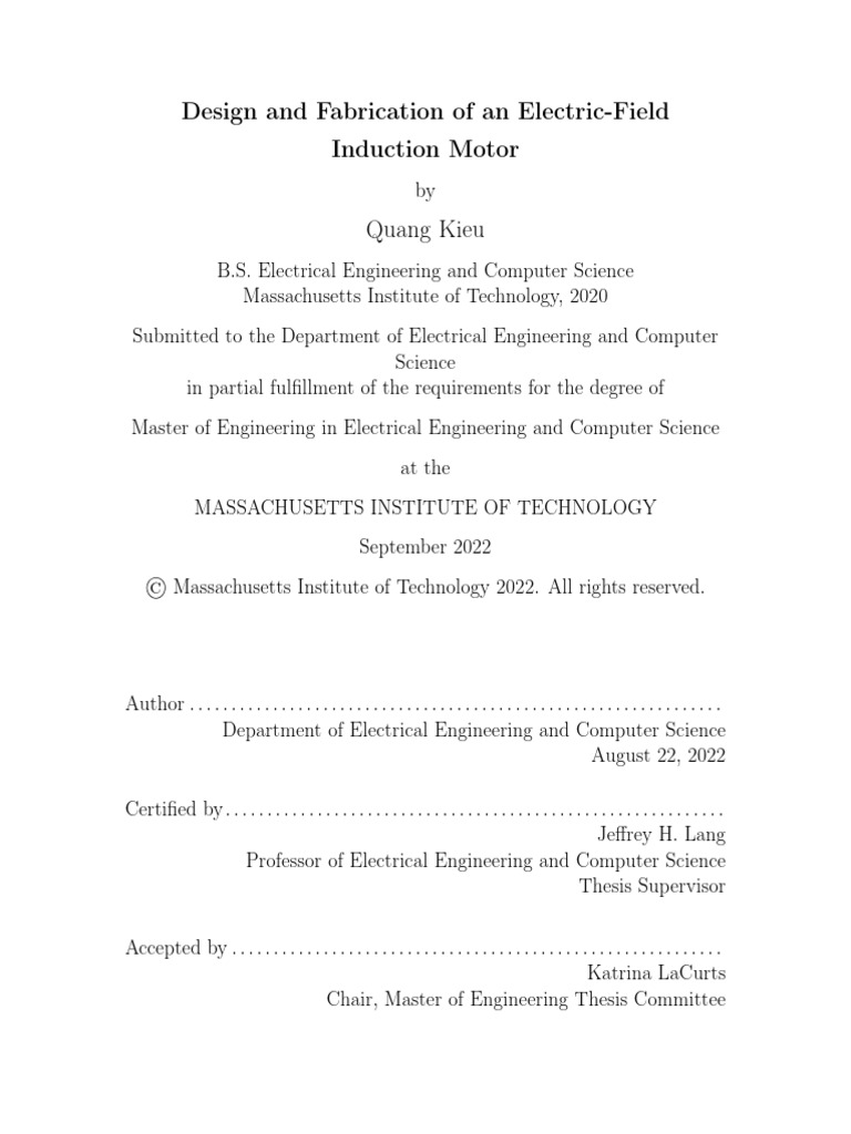 Electric-Field Induction Motor Design | PDF | Electric Motor | Actuator