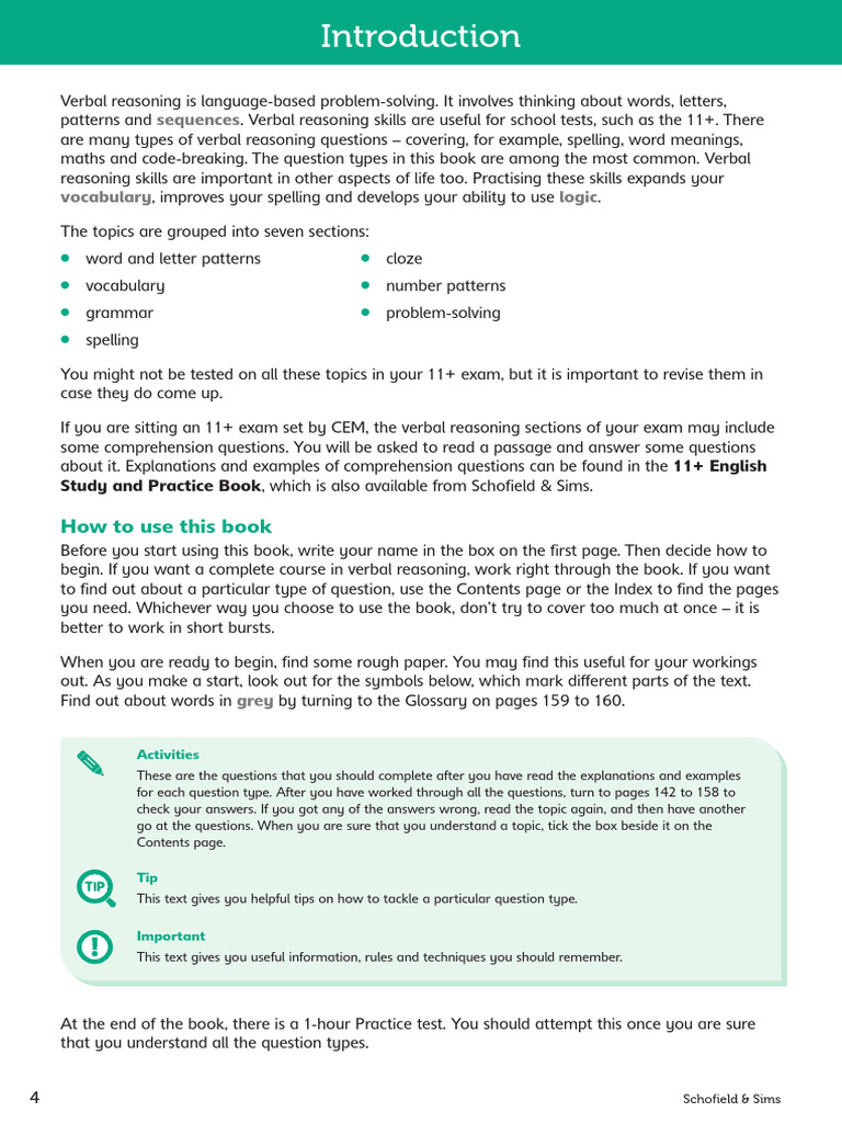 Verbal Reasoning Skills for 11+ Exams | PDF | Reading Comprehension ...