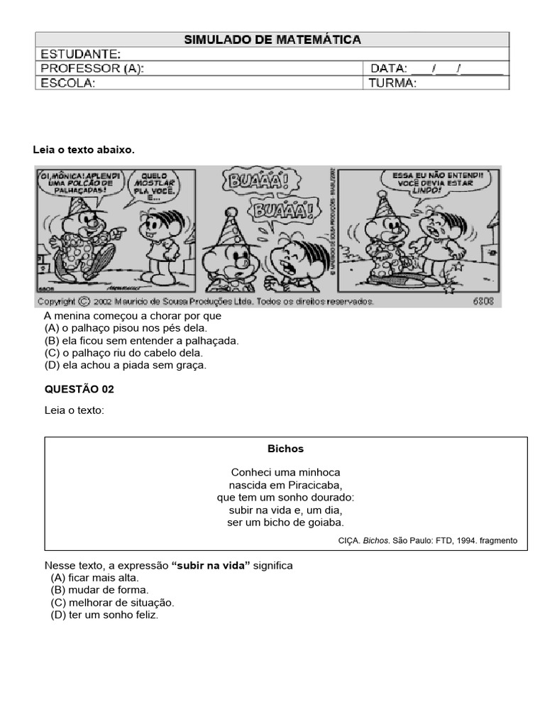 Questões de Interpretação de Texto | PDF