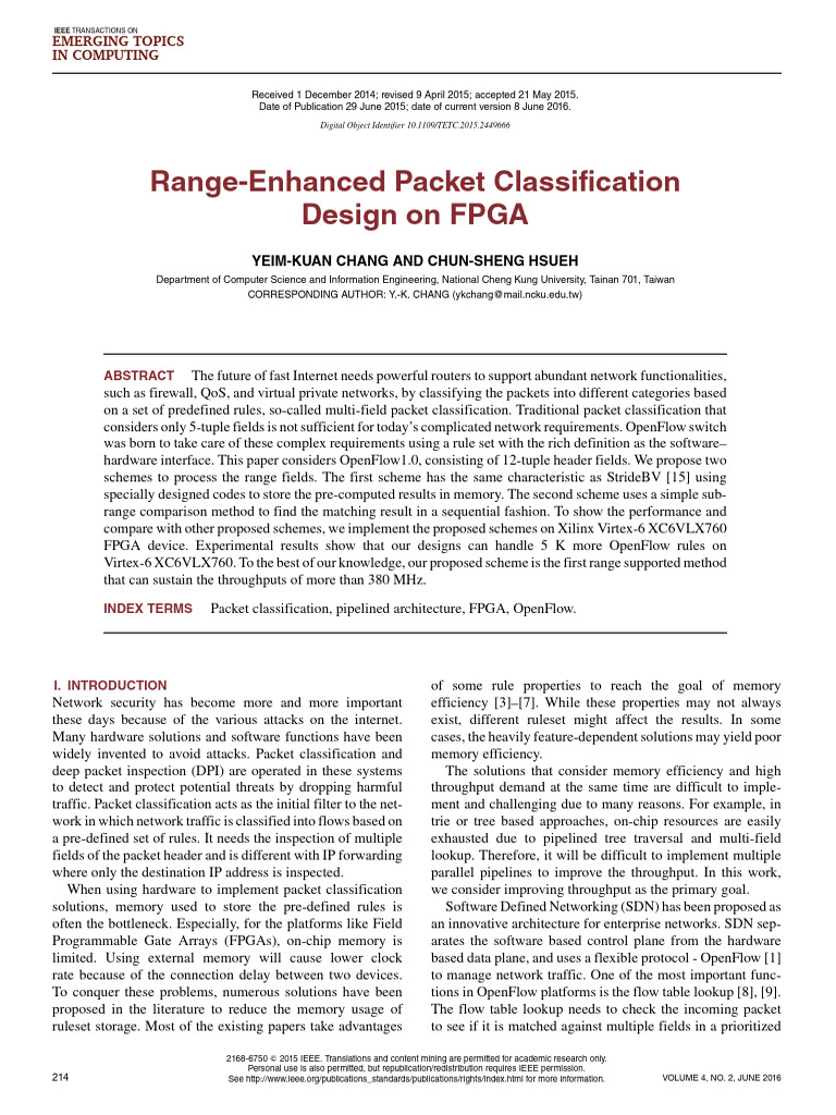FPGA-Based Range Packet Classification | PDF | Field Programmable Gate ...