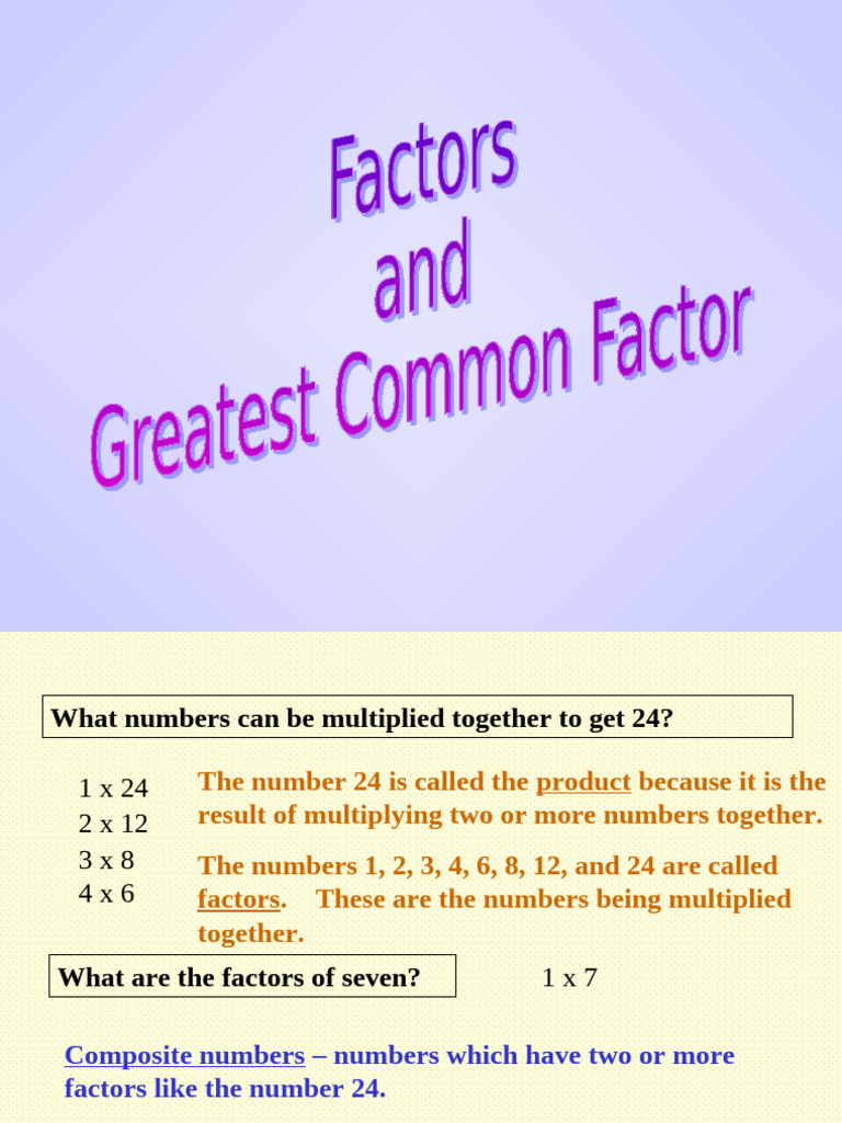 Factorization and GCF Explained | PDF | Area | Number Theory