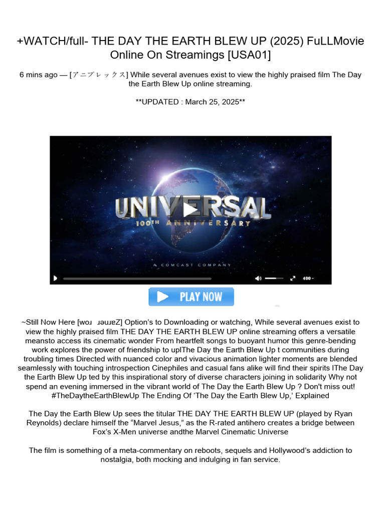 The Day the Earth Blew Up Full Athome Yv PDF