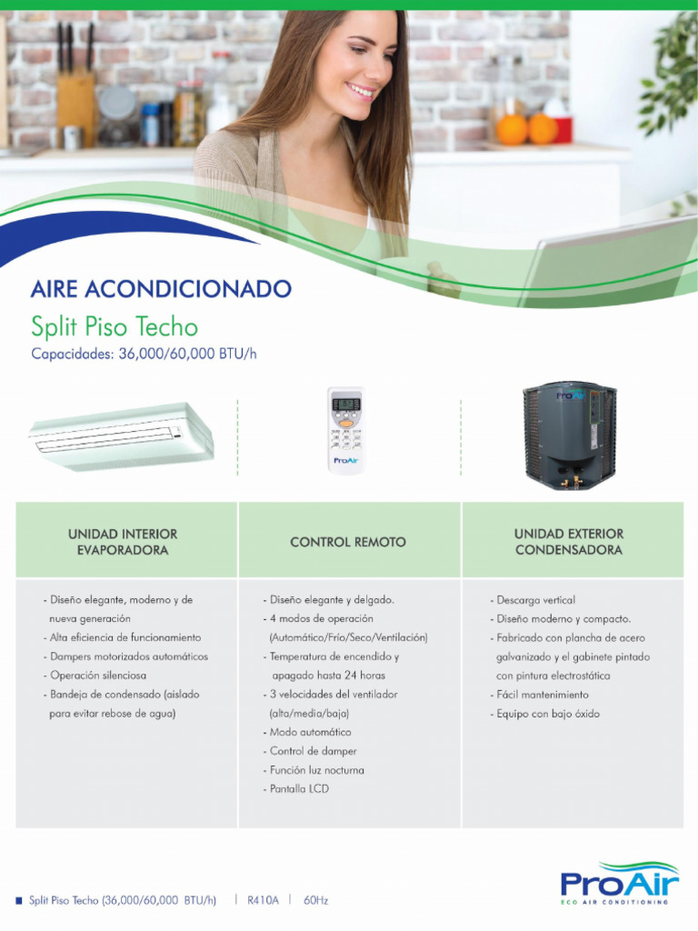 Línea ProAir Ficha Técnica Piso Techo | PDF