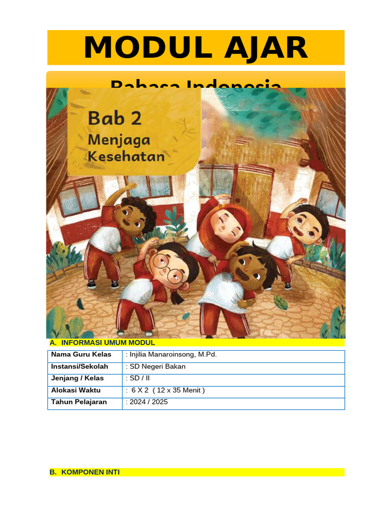 Modul Ajar Bahasa Indonesia Kelas II | PDF