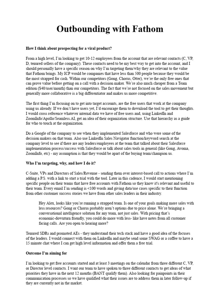 Effective Outbounding Strategies for Fathom | PDF | Linked In | Human ...