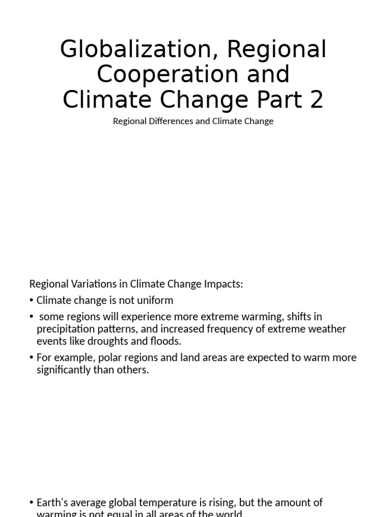 Globalization, Regional Cooperation and Climate Change Part 2 | PDF ...