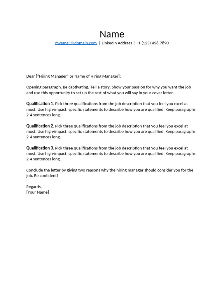 Cover Letter: Showcasing Qualifications | PDF