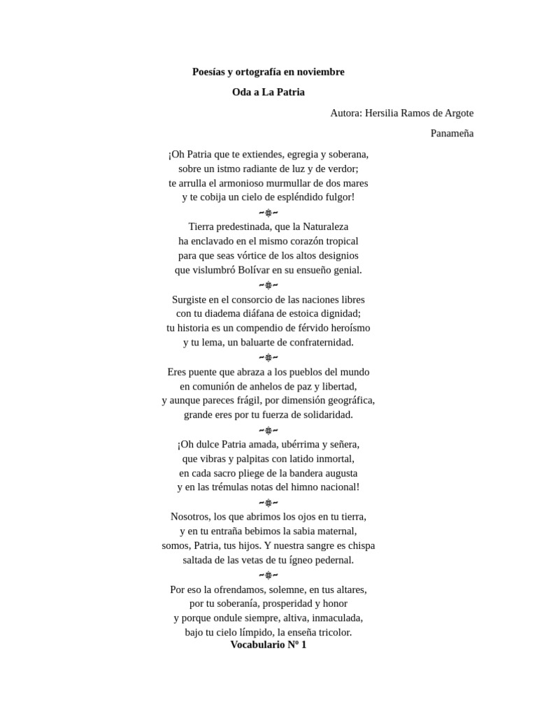 Oda a la Patria de Hersilia Ramos | PDF