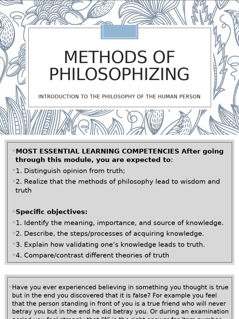 Methods of Philosophizing and Epistemology | PDF | Rationalism