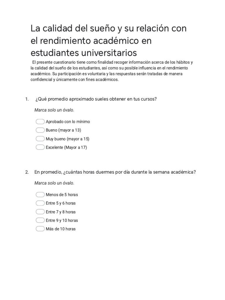 La Calidad Del Sueño y Su Relación Con El Rendimiento Académico en ...
