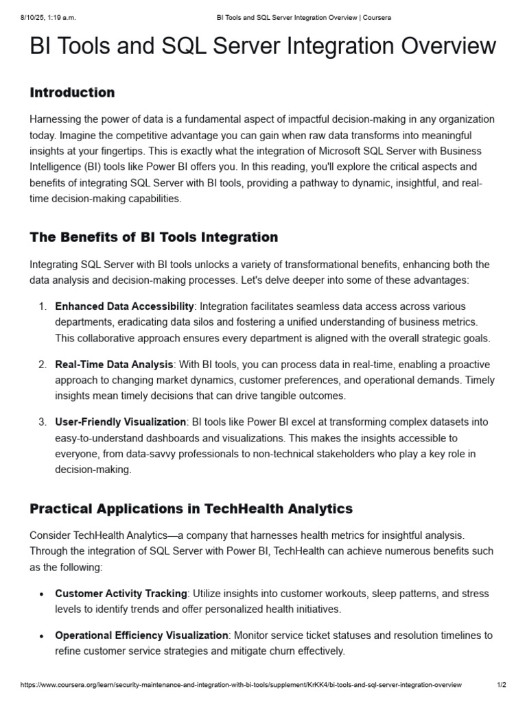 Power BI and SQL Server Integration Benefits | PDF | Microsoft Sql ...