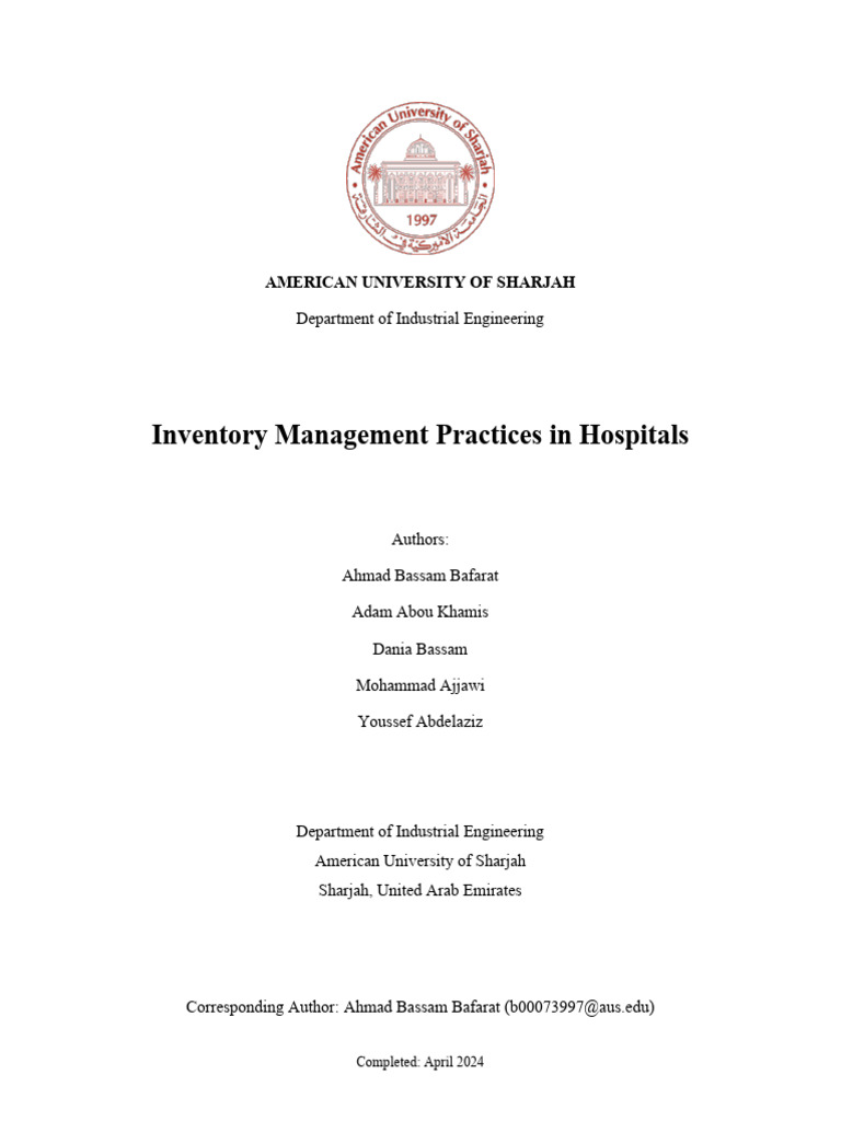Hospital Inventory Management Practices | PDF | Inventory | Supply Chain