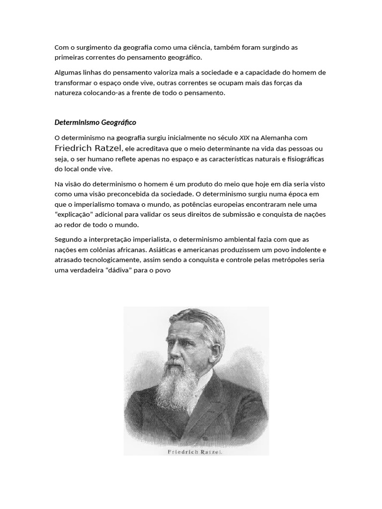 Determinismo Geográfico de Ratzel | PDF | Geografia | Paisagem