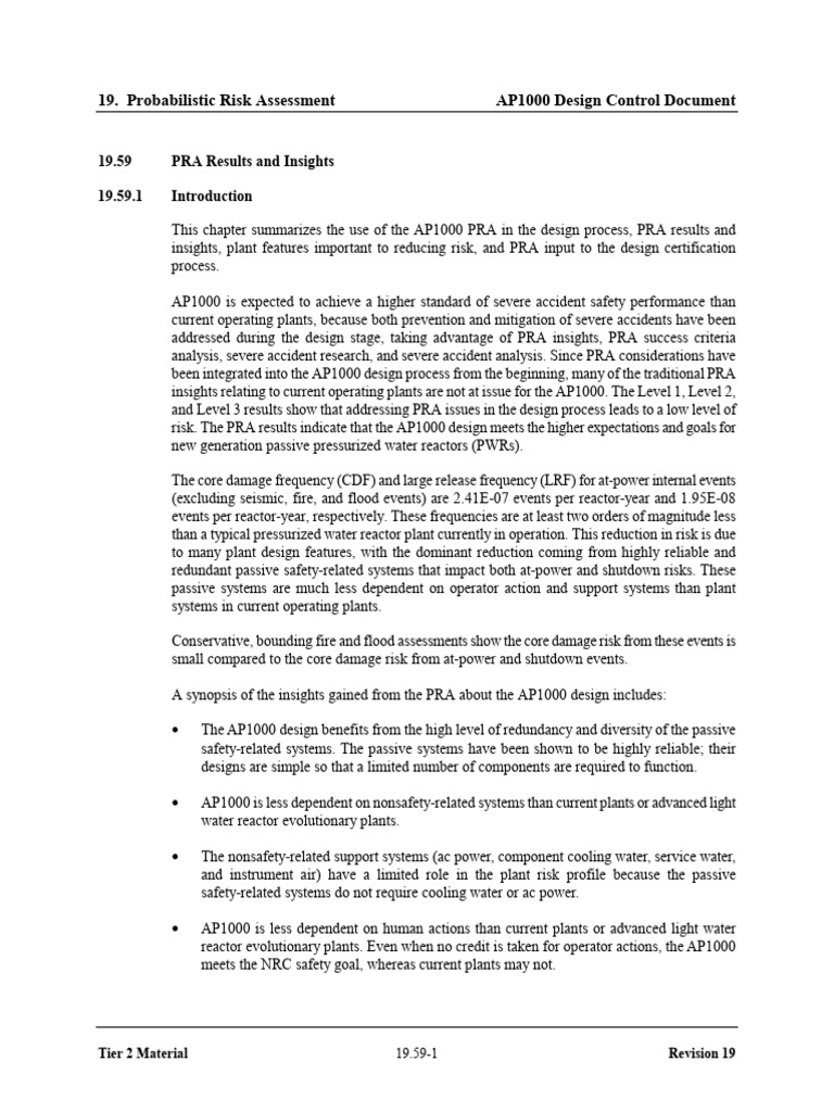 AP1000 Probabilistic Risk Assessment Insights | PDF | Nuclear Reactor ...
