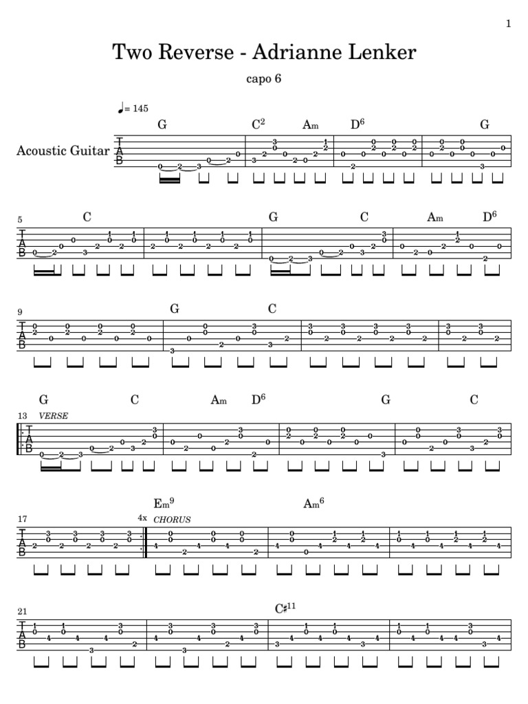 Two+Reverse+ +Adrianne+Lenker+ +TAB | PDF