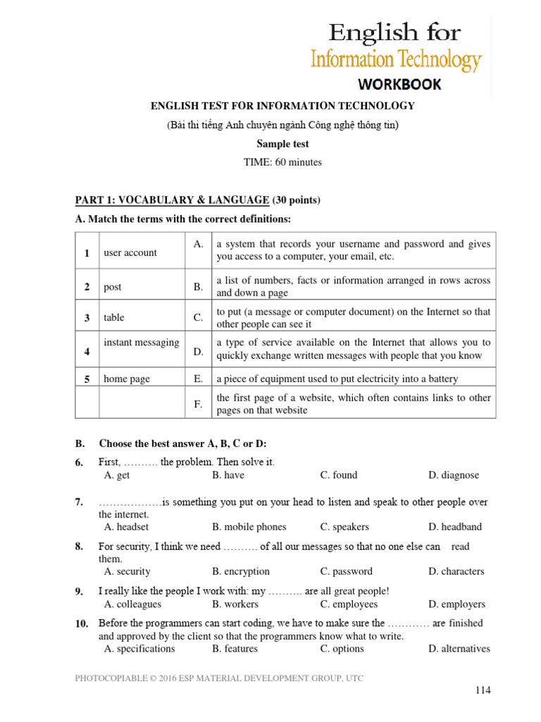 English IT Test Sample Document | PDF | Computer Network | Internet