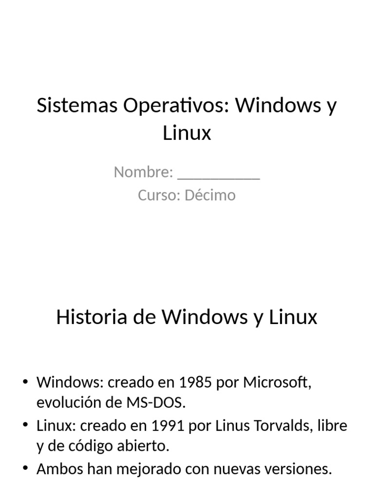Comparativa de Windows y Linux | PDF