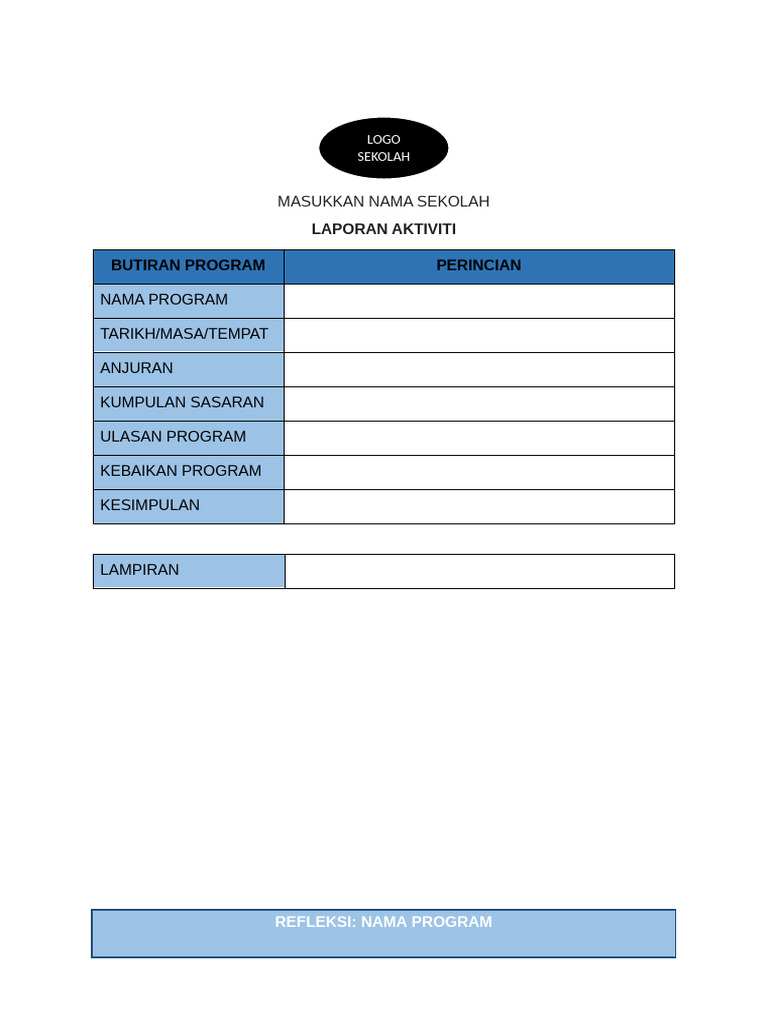 Template Laporan Aktiviti Atau Program | PDF