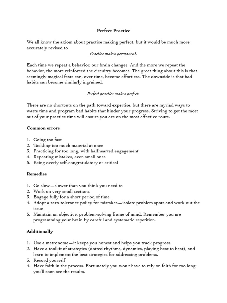 Perfect Practice Handout | PDF