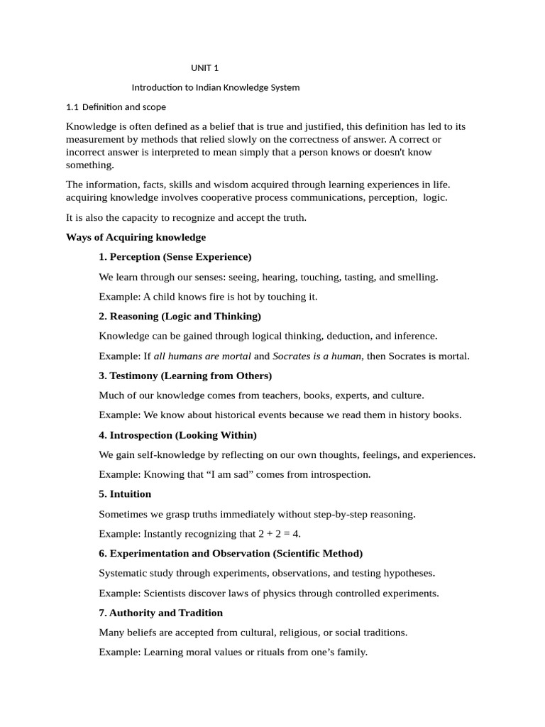 Unit 1 notes | PDF | Vedas | Knowledge