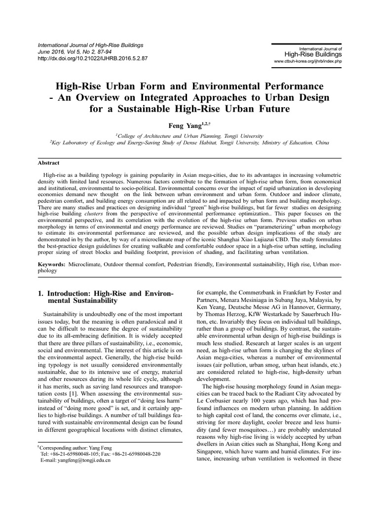 View of High-Rise Urban Form and Environmental Performance - An Overview On ...