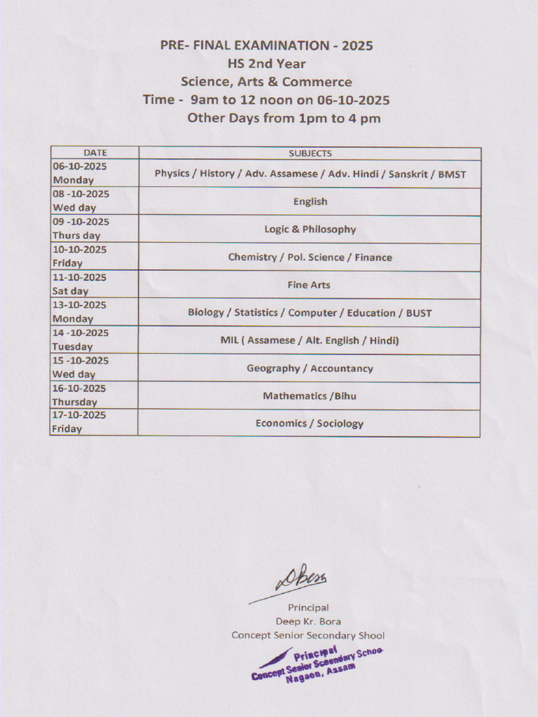 Pre Final Examination 2025 | PDF