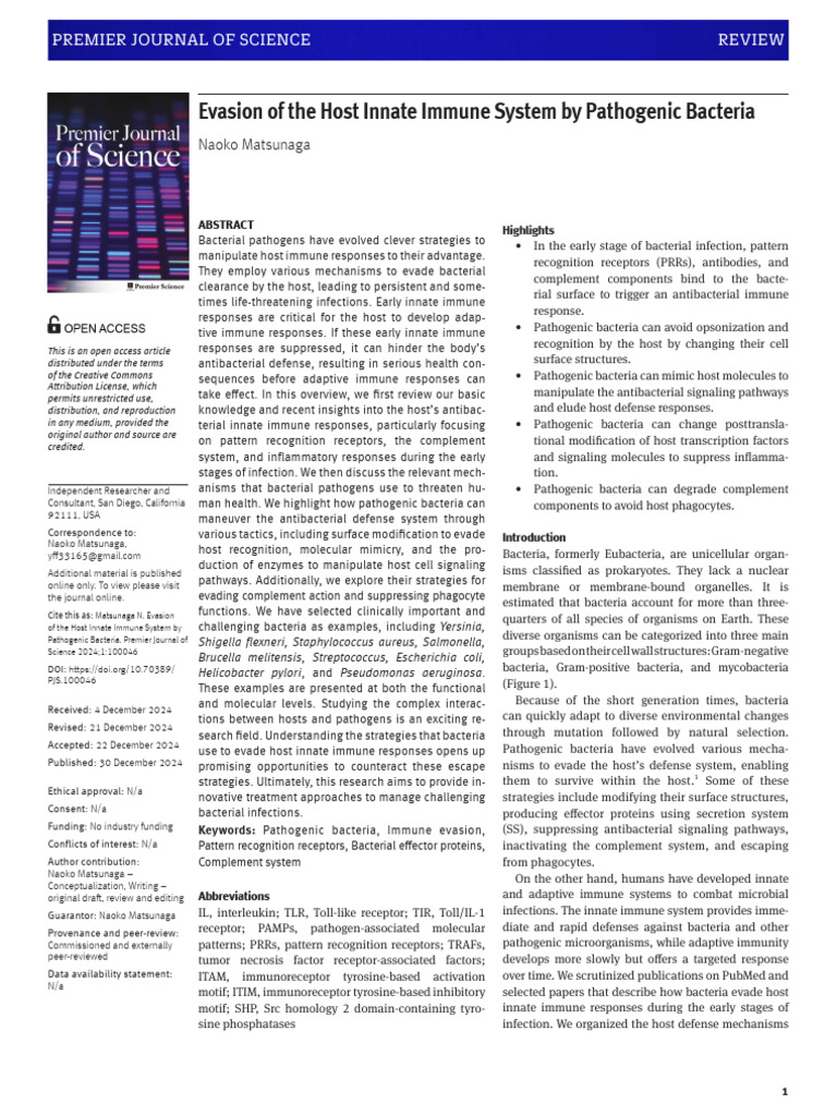 Bacterial Evasion of Immune Responses | PDF | Immune System | Innate ...