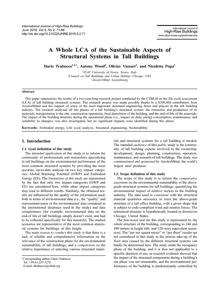 Life Cycle Assessment of Tall Buildings | PDF | Life Cycle Assessment ...