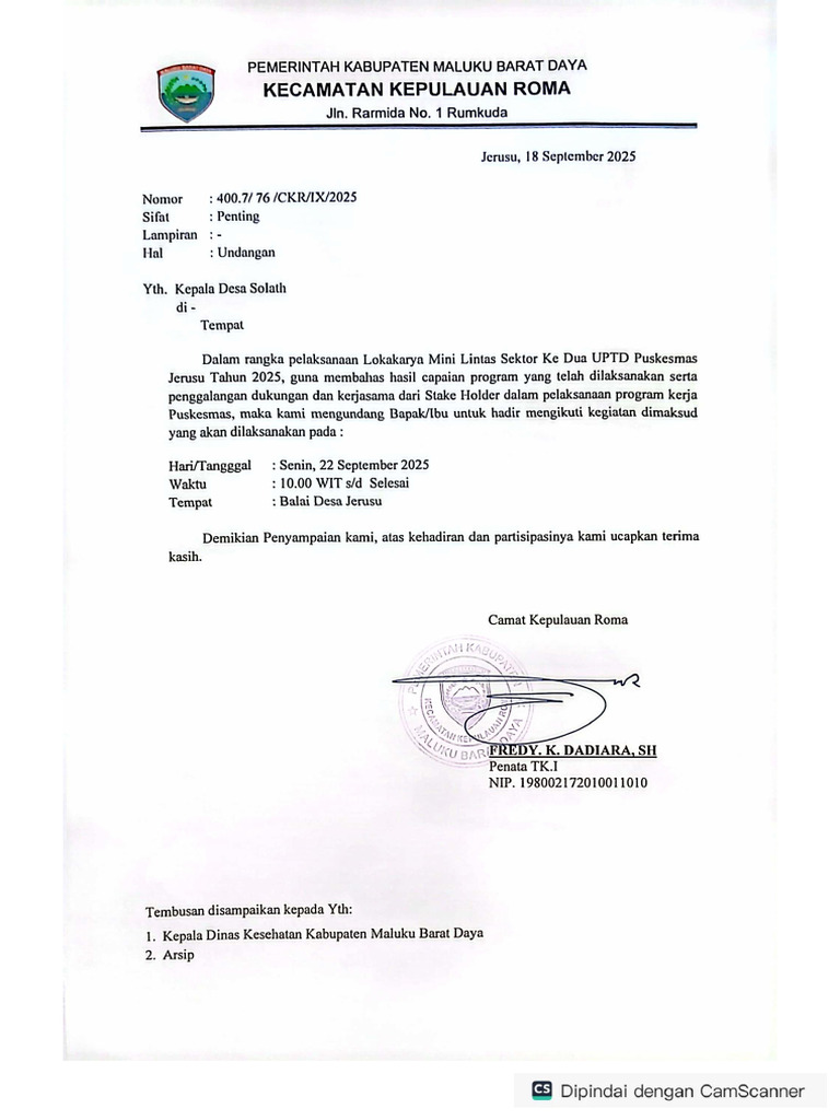 Kepala Desa Solath Undangan Linsek | PDF