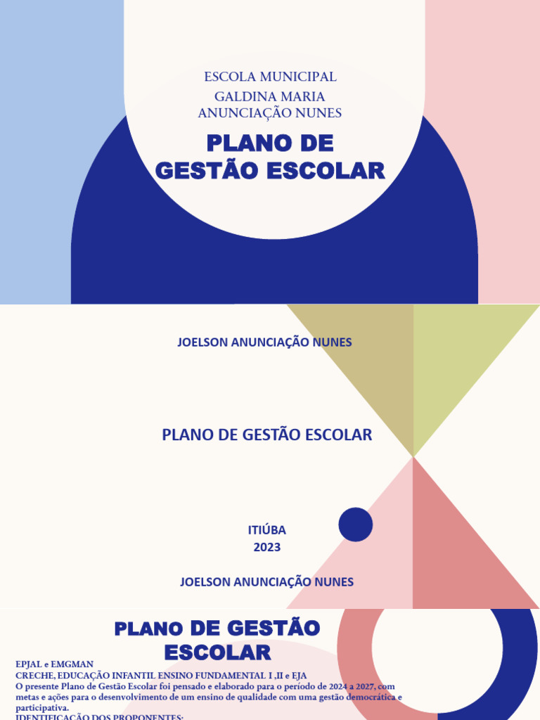 Plano de Gestão Escolar 2024-2027 | PDF | Pedagogia | Aprendizado