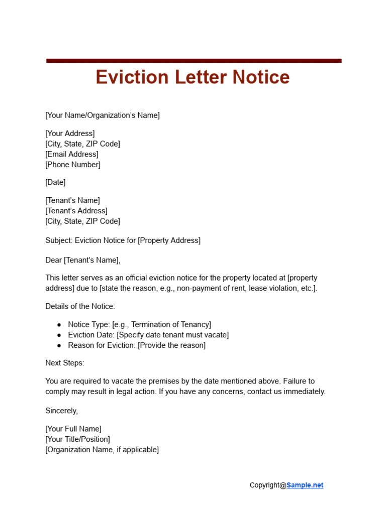Official Eviction Notice Template | PDF
