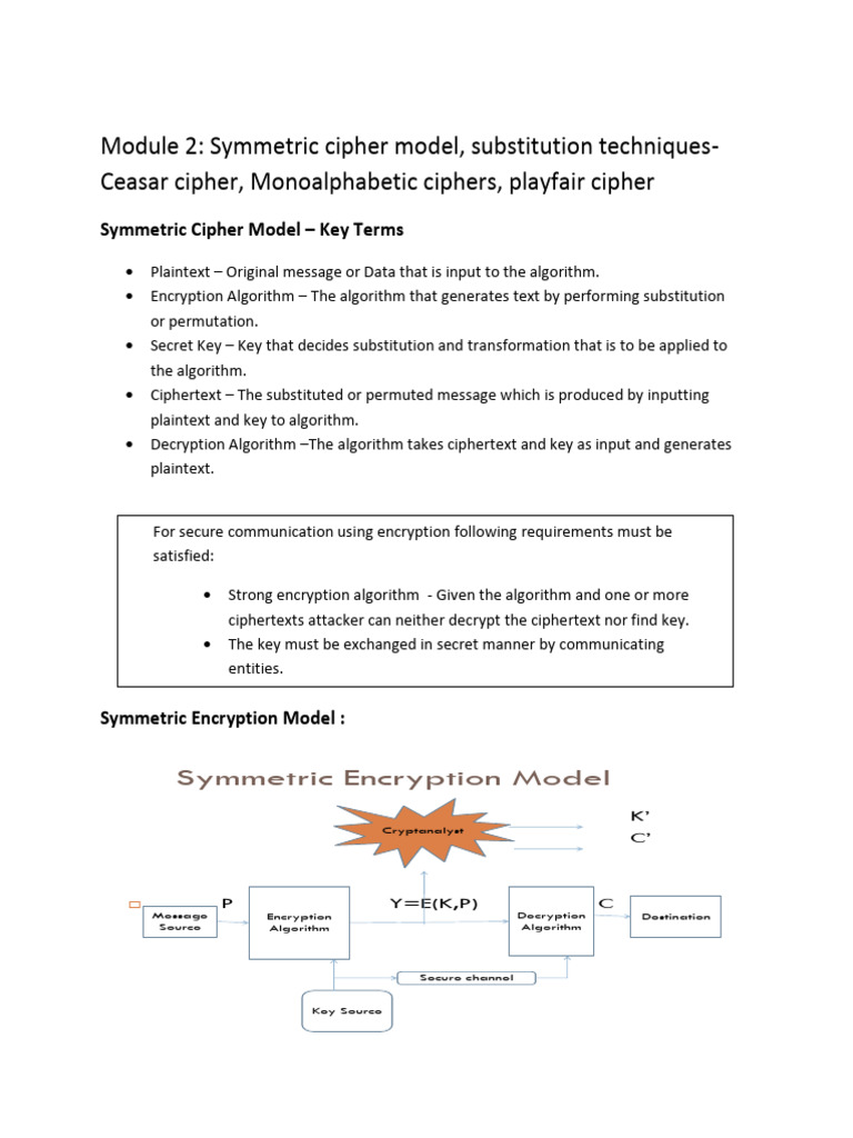 Symmetric Ciphers: Techniques & Models | PDF | Encryption | Key ...