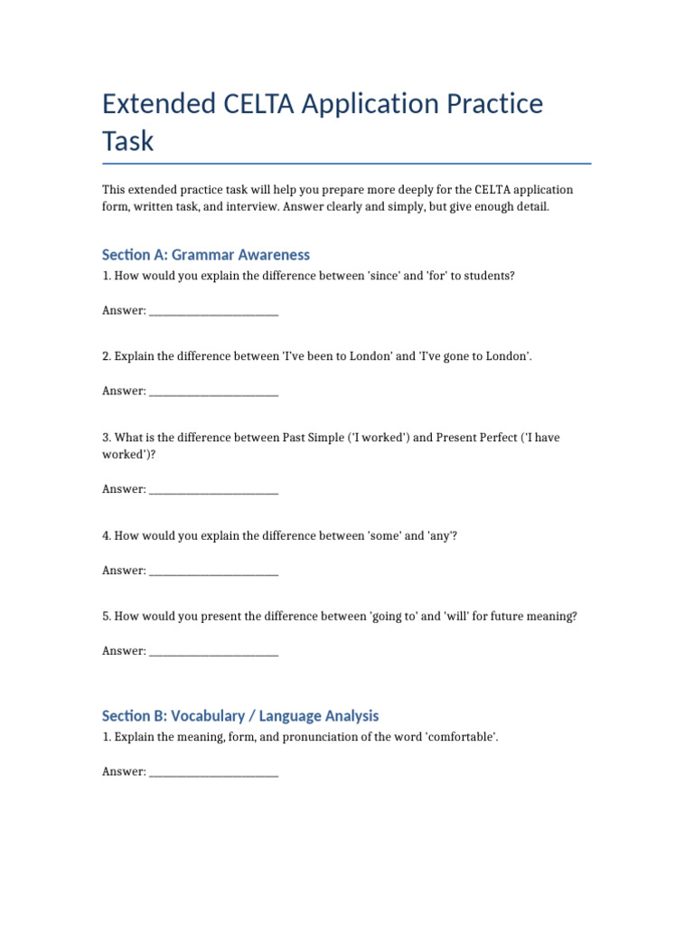CELTA Application Preparation Guide | PDF | Syntax | Linguistics