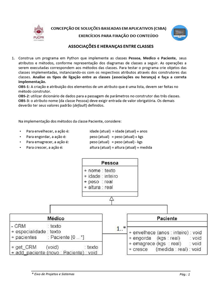 Exercícios de Programação em Python OOP | PDF | Classe (programação de ...