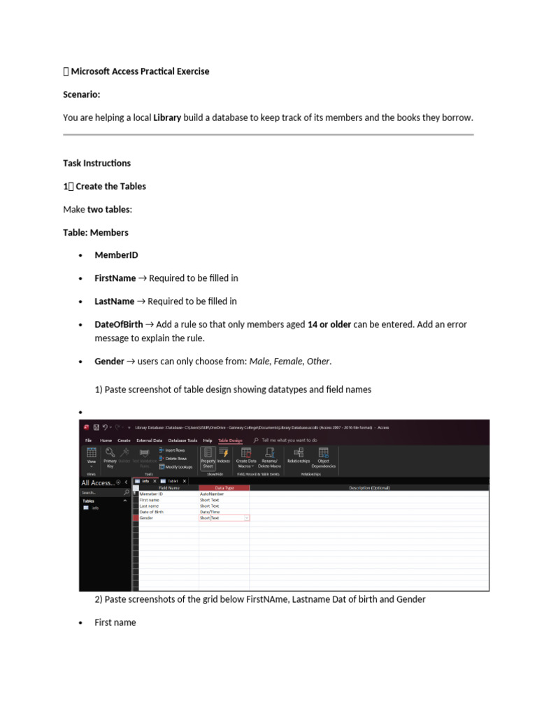 Exercise (1) MS Access | PDF