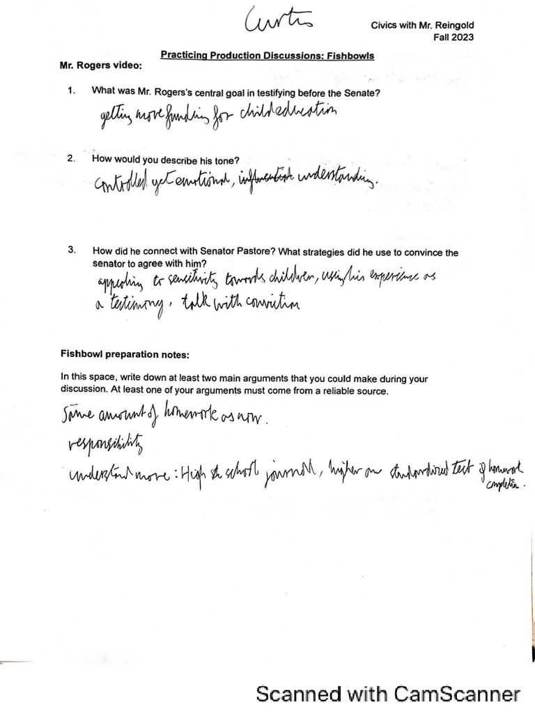 Civic's Fishbowl Assignment Curtis | PDF