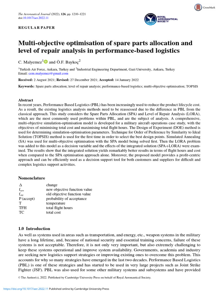 Div Class Title Multi Objective Optimisation of Spare Parts Allocation ...